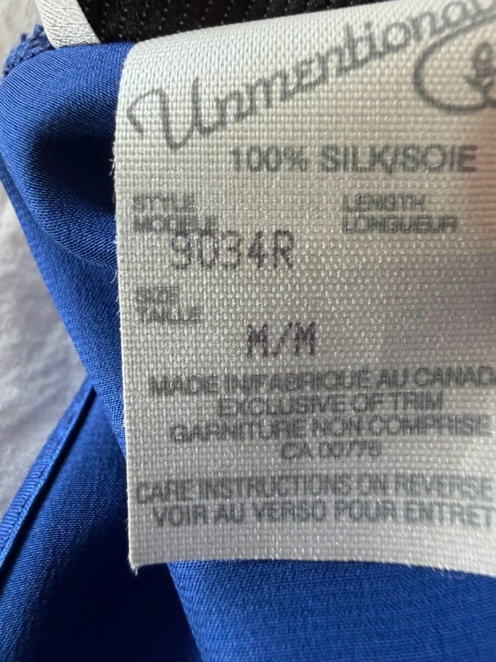 Unmentionables 100% Silk Blue Lace Trim Pajama Set Size M Vintage - Picture 11 of 14